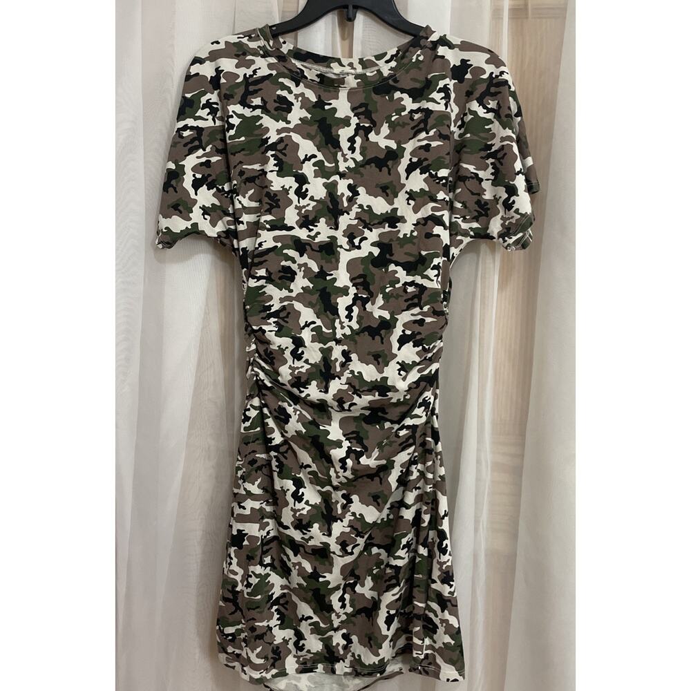 SEED To STYLE Organic‎ Cotton T-shirt Dress Size Small Camo Army Short Stretch